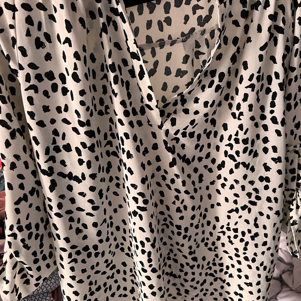 Stylish Black and White Animal Print Blouse